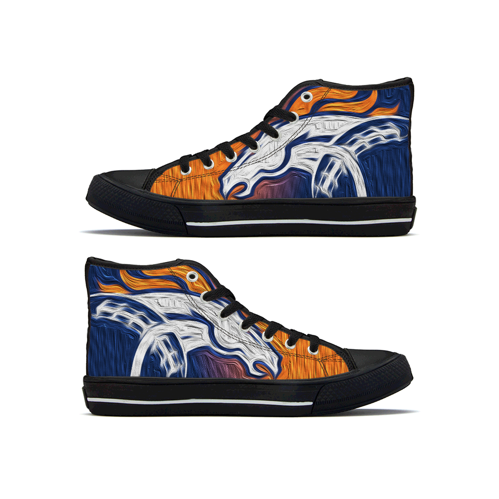 Men's Denver Broncos High Top Canvas Sneakers 002 Men's Denver Broncos High Top Canvas Sneakers 002